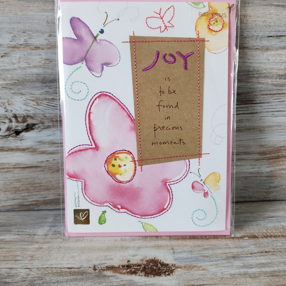 Papyrus Kathy Davis Joy Precious Moments Watercolor Flower Butterfly Card Blank